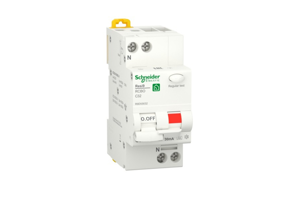 Дифференциальный автоматический выключатель RESI9 Schneider Electric 32 А, 30 мA, 1P+N, 6кA, кривая С, тип А (R9D55632)