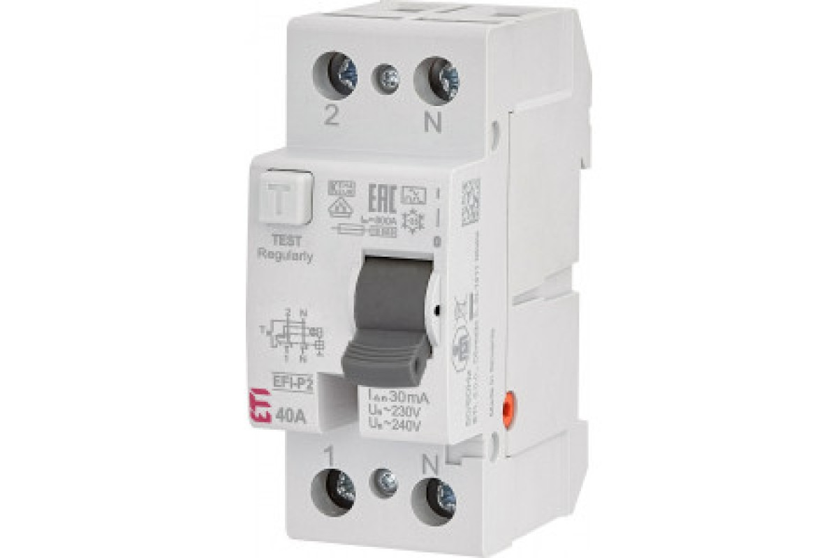 Реле диференціальне (ПЗВ) EFI6-P2 40A/0.03A 2 полюси тип A 6 ETI (002061262)