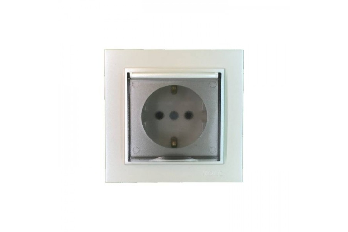 Розетка з заземленням та кришкою, Mono Electric, DESPINA (перлина) (102-252521-118)
