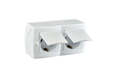 Розетка 2-а з заземленням та кришкою, Mono Electric, OCTANS IP20 (білий) (104-010101-184)