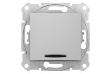 Кнопковий вимикач Sedna Scnheider Electric з синьою підсвіткою алюміній (SDN1600160)