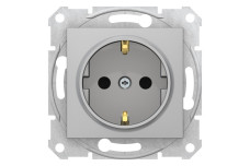 Розетка з заземленням та зі шторками Sedna Schneider Electric алюміній (SDN3000160)