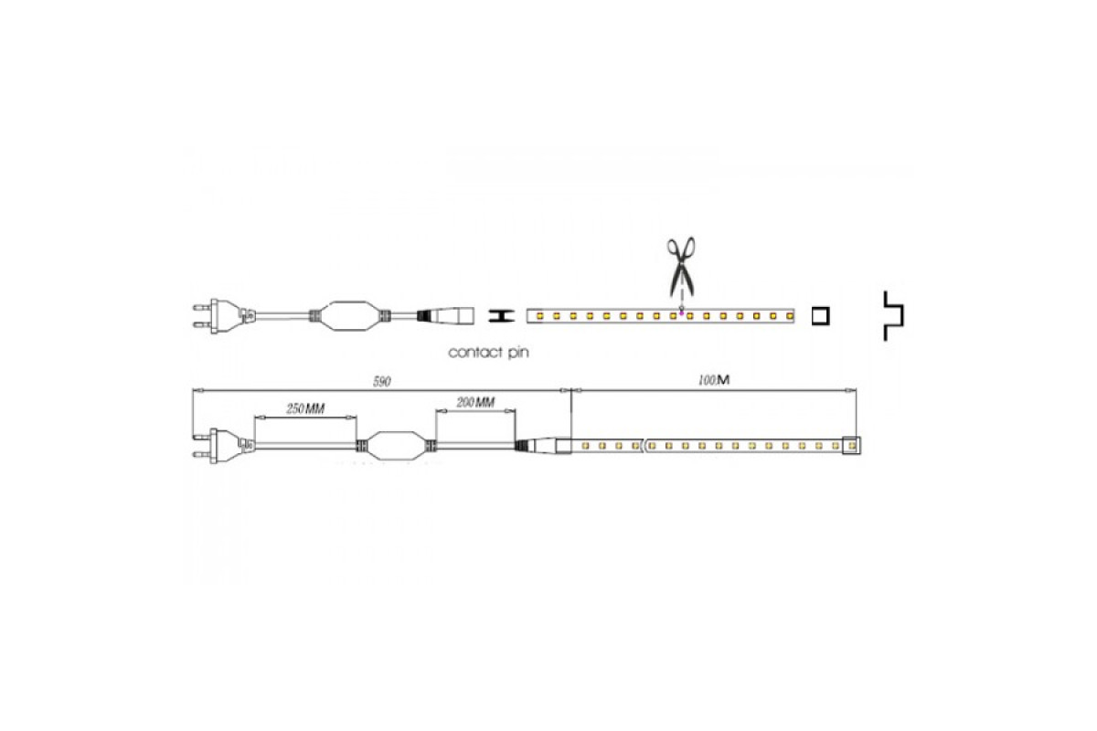 Кабель живлення PROLUM™ для LED стрічки 220V-12ММ (503029)