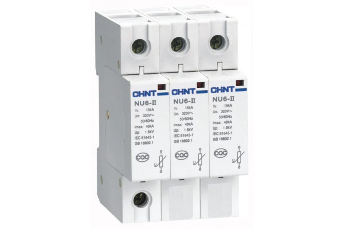 Обмежувач перенапруги Chint NU6-Ⅱ/F 40kA/385V 3P (213480)