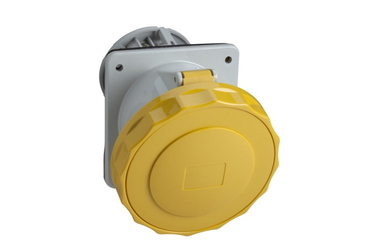 Розетка PRATIKA, кутова, 16A, 2P + E, 100-130 B AC, з'єднання гвинтами, панельна (PKF16F713)