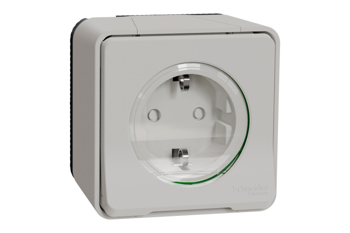 Розетка з заземленням та шторками IP55 Mureva Styl, біла (MUR39034)