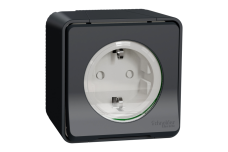 IP55 розетка з заземленням та шторками IP55 Mureva Styl, чорна (MUR36034)