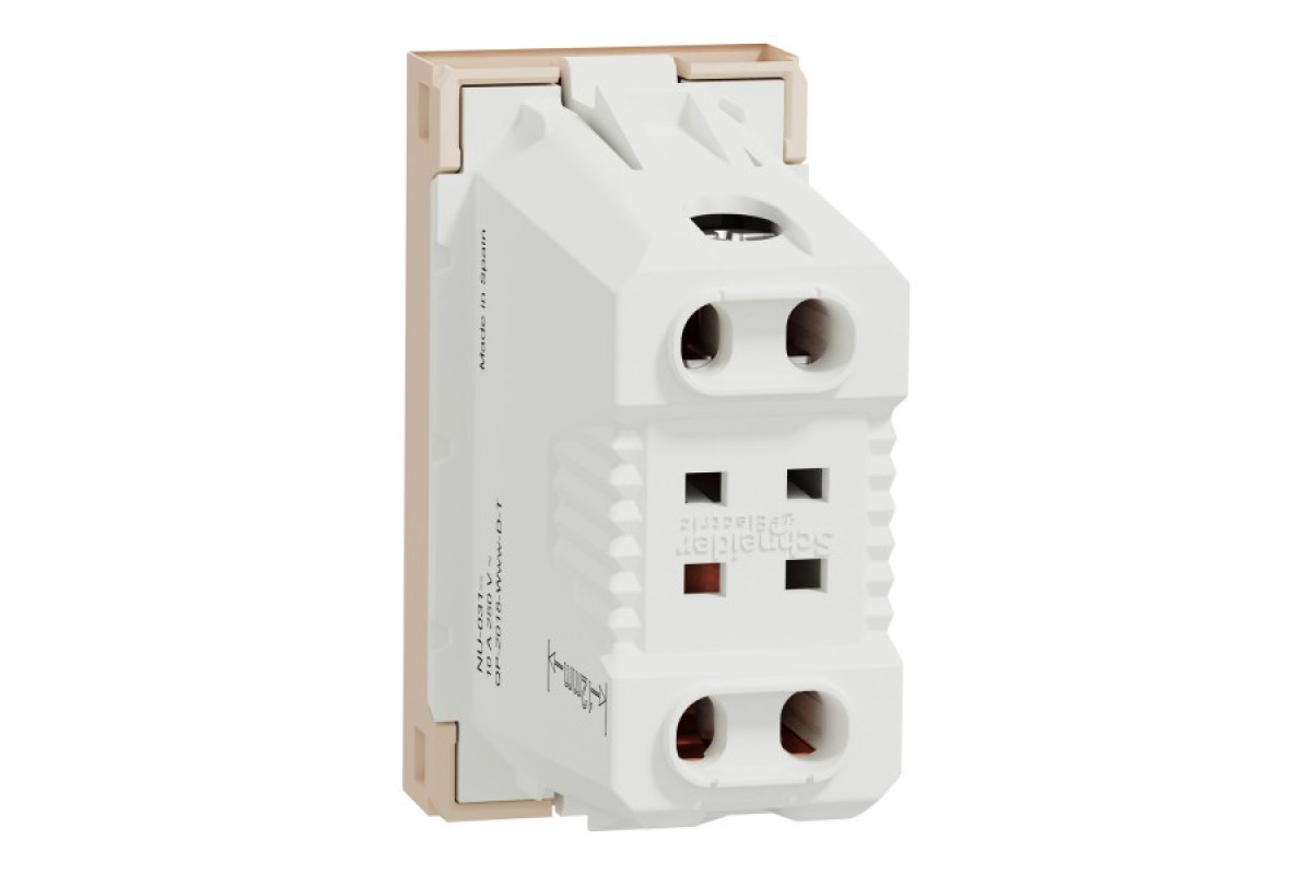 Розетка New Unica, механізм, 2P, 10A, European, за шторками, IP3x, бежевий (NU303144)