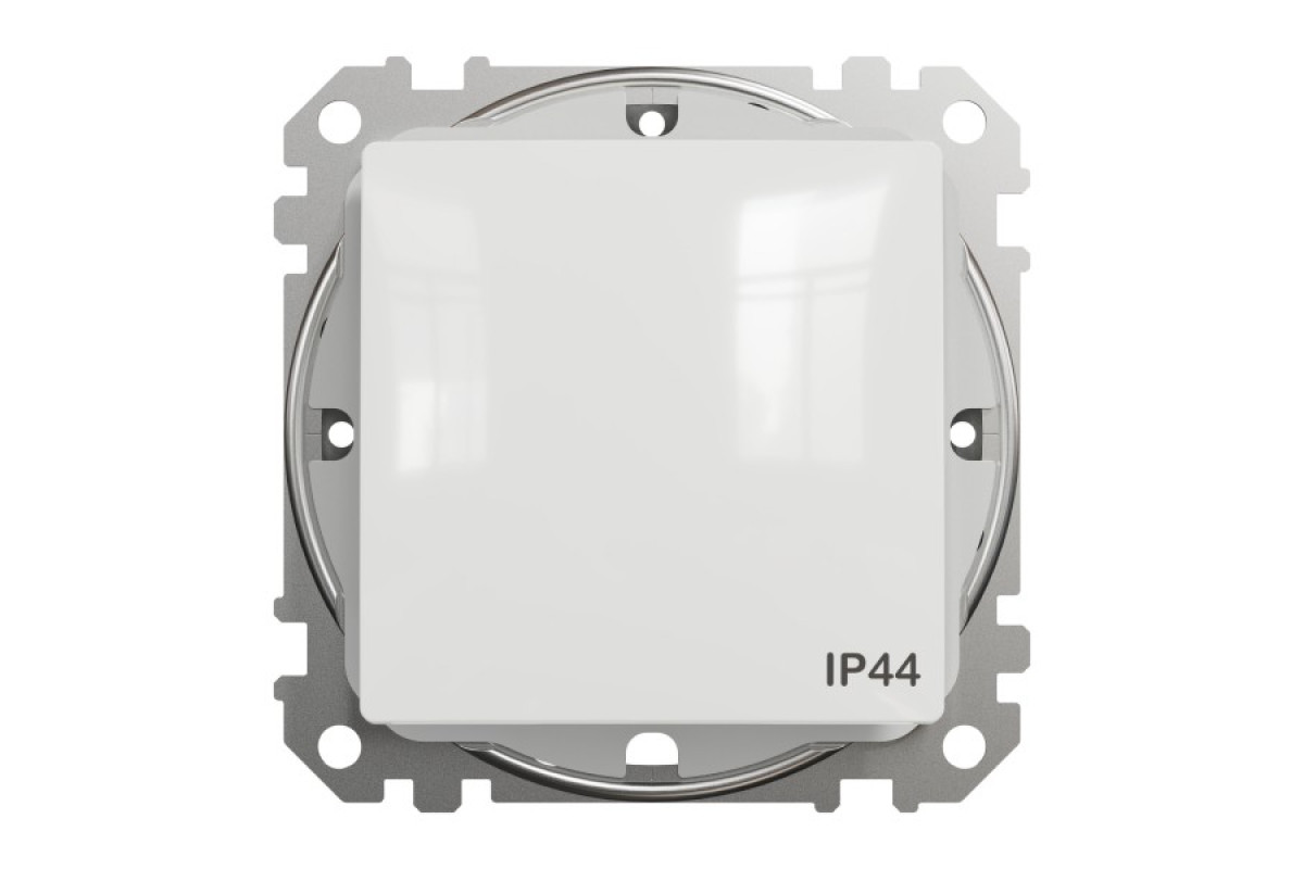 Одноклавішний вимикач, 10АX, IP44, білий, Sedna Design & Elements (SDD211101)