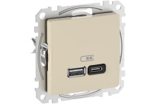 USB розетка A+C, 3 A, 45 Вт, Бежевий Sedna Design (SDD112404)