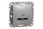 USB розетка тип A+A 2,1A Алюміній Sedna Design (SDD113401)
