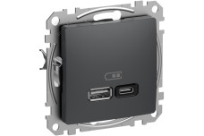 USB розетка A+C, 3 A, 45 Вт, Антрацит Sedna Design (SDD114404)
