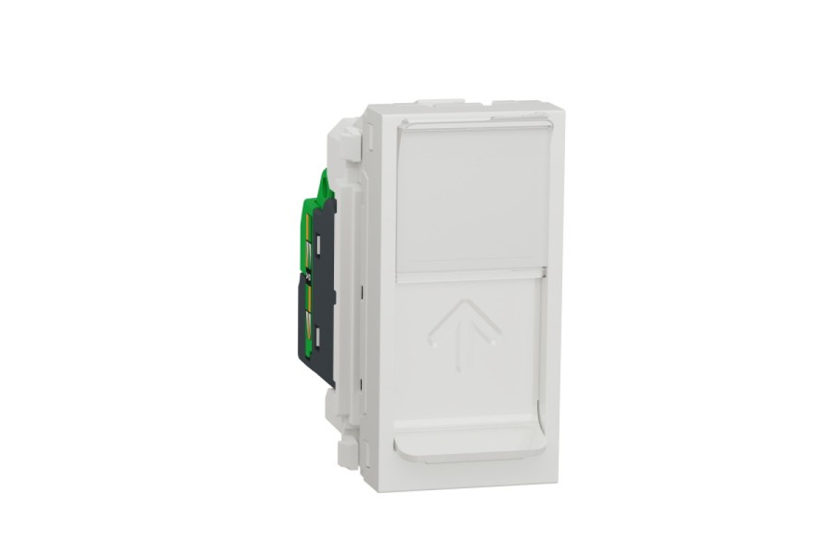 Розетка комп'ютерна RJ45 1-постова 6А FTP пряма з затвором, біла (NU344818)