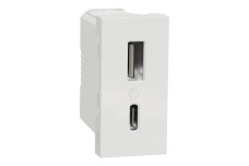 USB, New Unica, 1 модуль, тип A+C, 12 Вт, білий (NU301618)