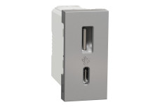 USB, New Unica, 1 модуль, тип A+C, 12 Вт, алюміній (NU301630)