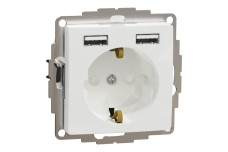 Розетка з заземленням + 2 USB тип А Білий Sedna Design (SDD111052)