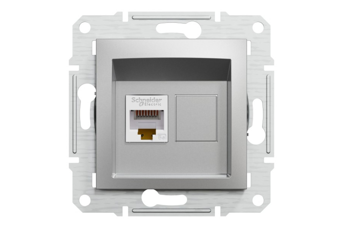 Розетка комп'ютерна RJ45 UTP категорія 5Е Asfora Алюміній (EPH4300161)