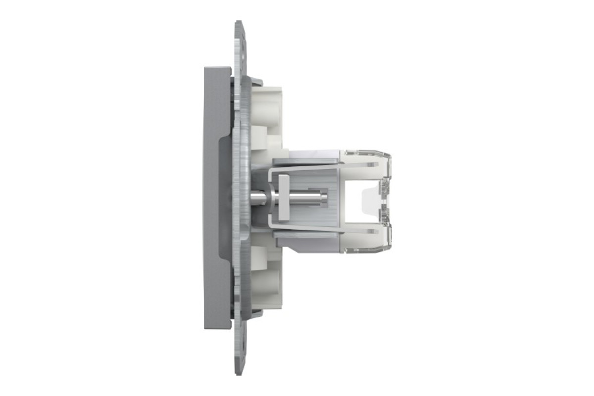 Розетка комп'ютерна RJ45 UTP категорія 5Е подвійна Asfora Сталь (EPH4400162)