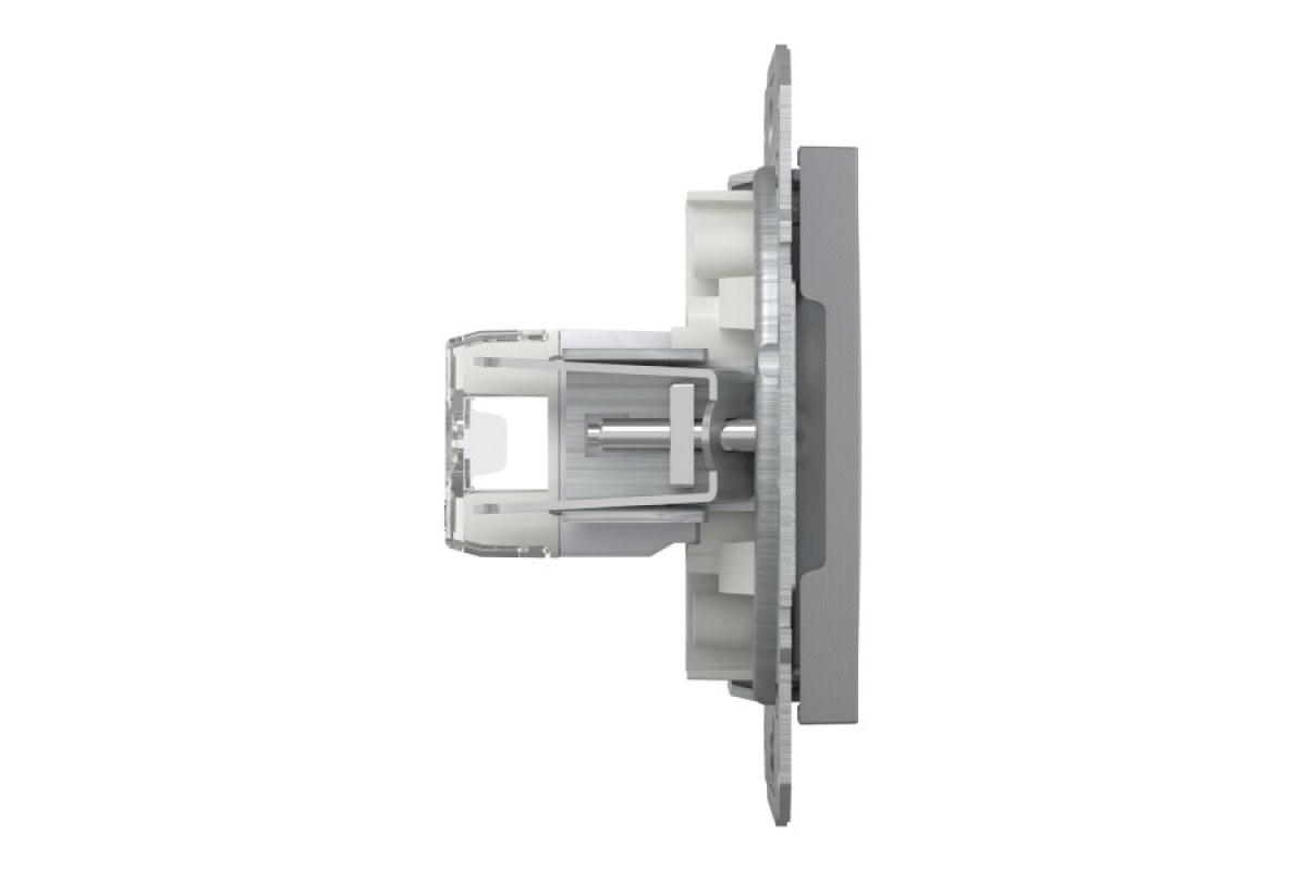 Розетка комп'ютерна RJ45 UTP категорія 5Е подвійна Asfora Сталь (EPH4400162)