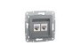Розетка комп'ютерна RJ45 UTP категорія 5Е подвійна Asfora Сталь (EPH4400162)