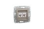 Розетка комп'ютерна RJ45 UTP категорія 5Е подвійна Asfora Бронза (EPH4400169)