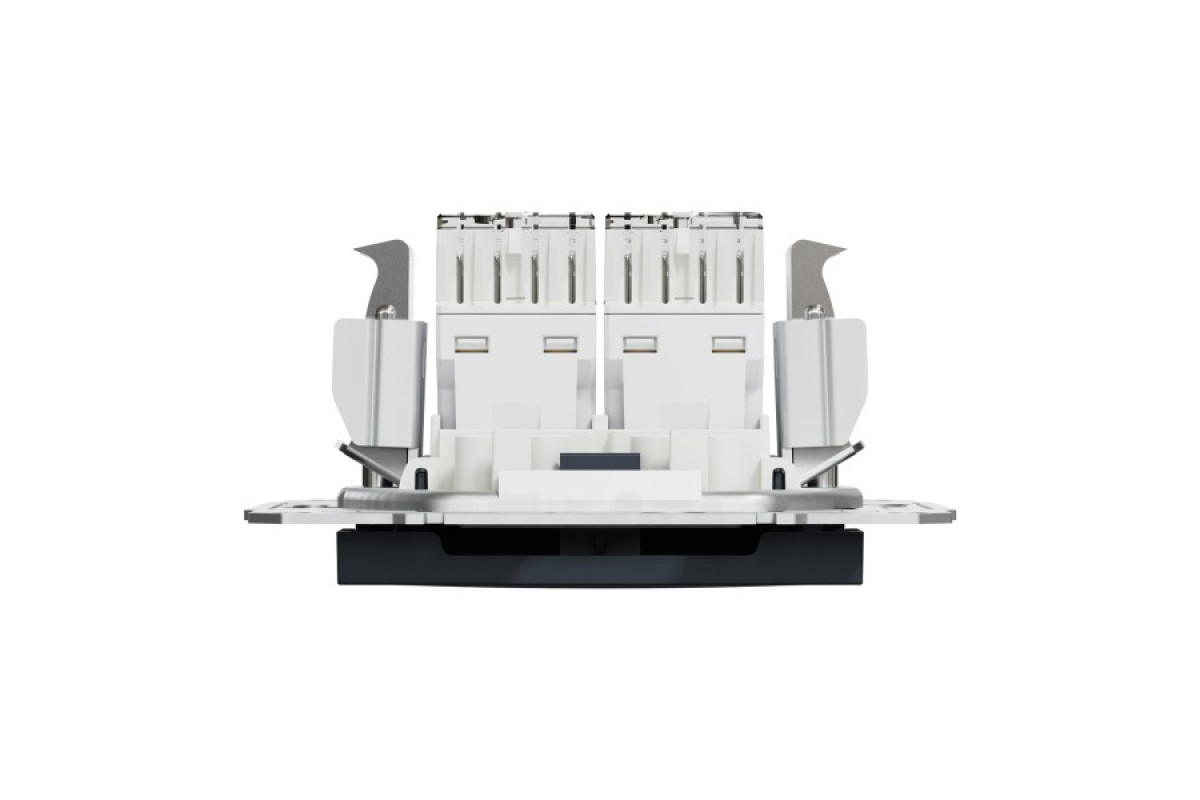 Розетка комп'ютерна RJ45 UTP категорія 5Е подвійна Asfora Антрацит (EPH4400171)