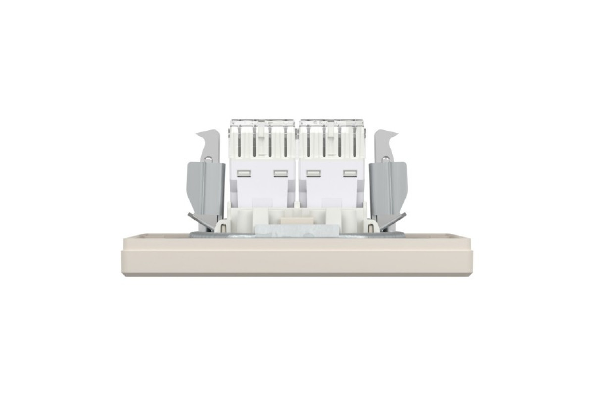 Розетка комп'ютерна RJ45 UTP категорія 6 подвійна Крем Asfora (EPH4800123)
