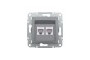 Розетка комп'ютерна RJ45 UTP категорія 6 подвійна Asfora Сталь (EPH4800162)
