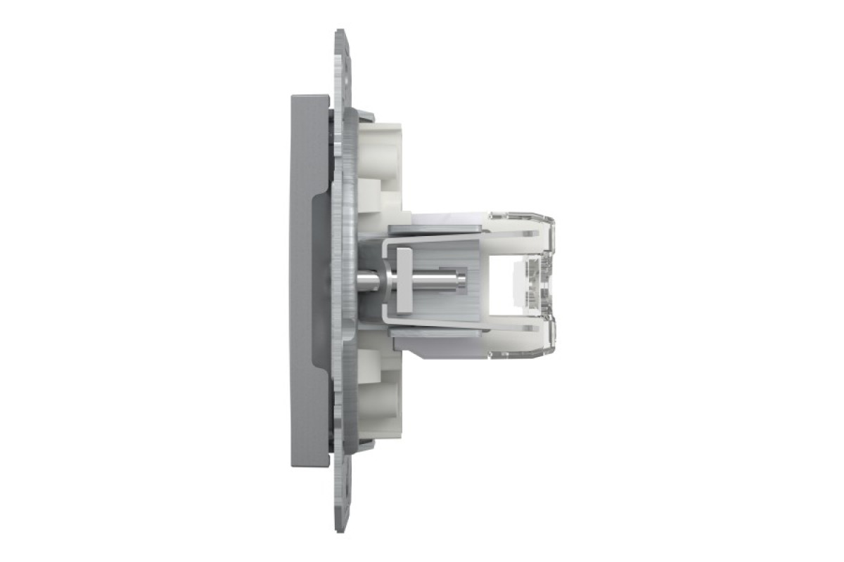 Розетка комп'ютерна RJ45 UTP категорія 6 подвійна Asfora Сталь (EPH4800162)