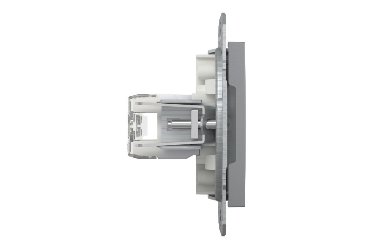 Розетка комп'ютерна RJ45 UTP категорія 6 подвійна Asfora Сталь (EPH4800162)