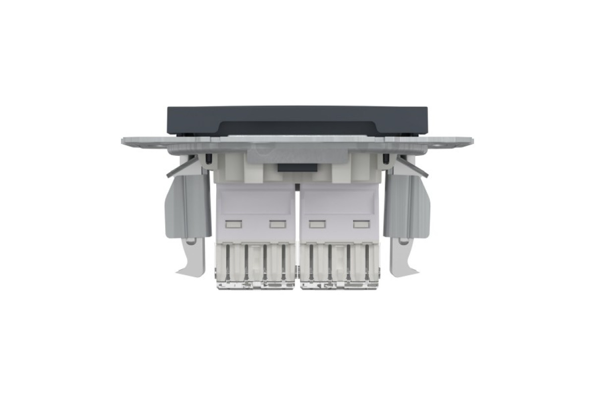 Розетка комп'ютерна RJ45 UTP категорія 6 подвійна Asfora Антрацит (EPH4800171)