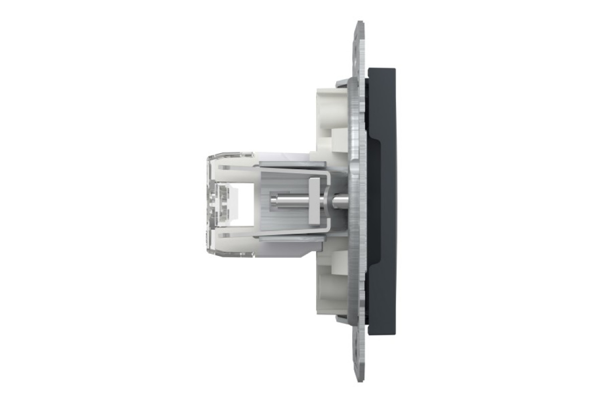 Розетка комп'ютерна RJ45 UTP категорія 6 подвійна Asfora Антрацит (EPH4800171)