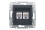 Розетка комп'ютерна RJ45 UTP категорія 6 подвійна Asfora Антрацит (EPH4800171)