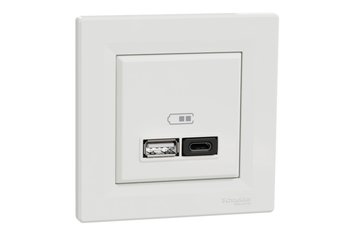 USB розетка А+С, 3 А, 45 Вт, біла (EPH2700421)