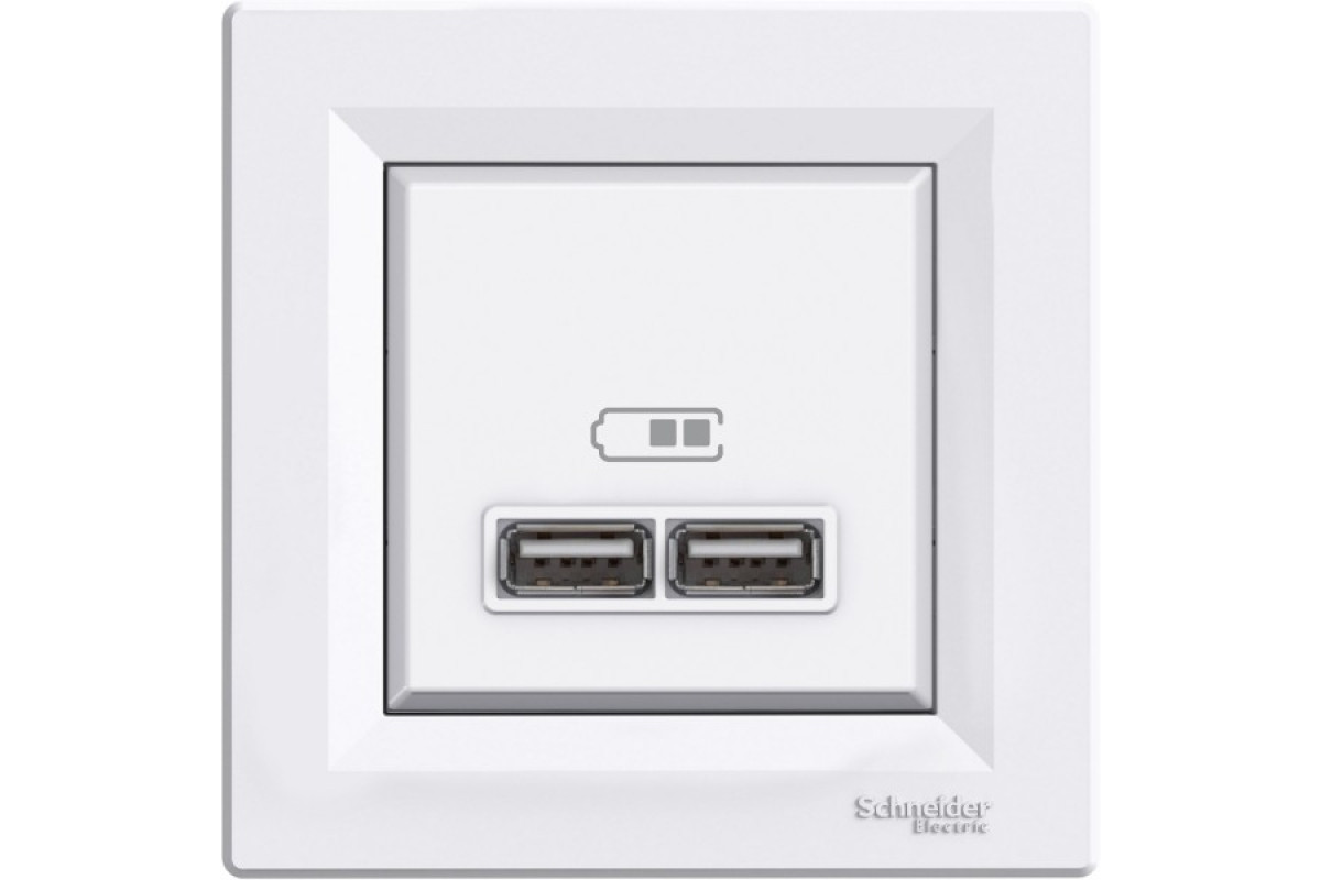 USB Розетка 2,1A Біла Asfora (EPH2700221)