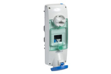 Розетка з блоком та DIN 63А 2Р+Е IP65 250В (PKB63U523)
