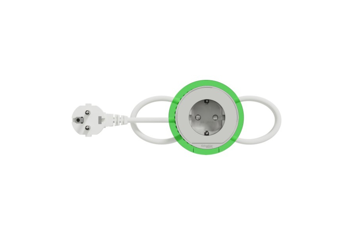 Настільний блок XS, 1 розетка Schuko, 2 метровий кабель, білий (INS44000)
