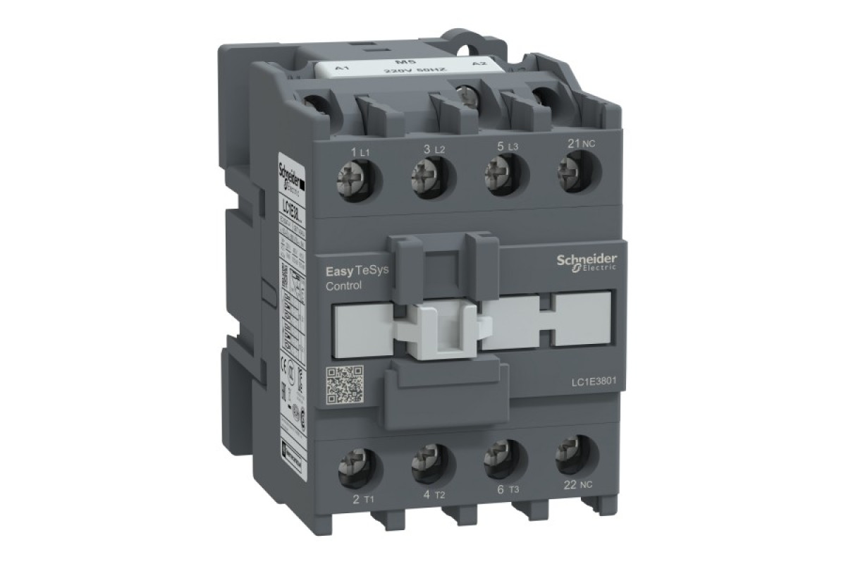 Контактор 3Р Е 1NC 38А АС3 ~220В 50 ГЦ (LC1E3801M5)