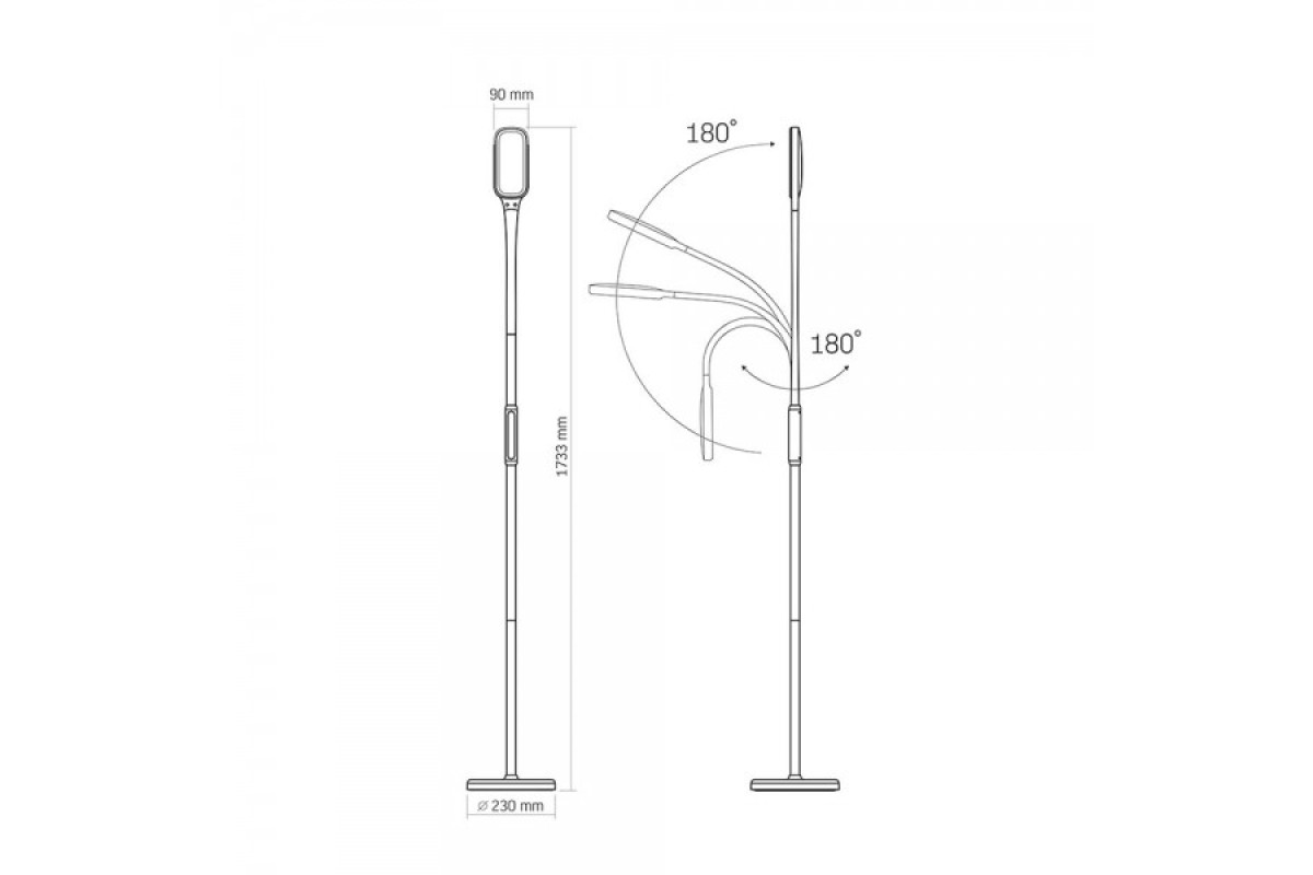 LED торшер чорний VIDEX TF07B 14W 3000-5500K (VL-TF07B)