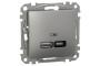USB розетка, Sedna Design & Elements, тип A+C, 3 A, 21 Вт, алюміній (SDD113405)