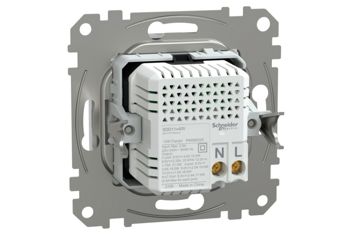 USB розетка, Sedna Design & Elements, тип A+C, 3 A, 21 Вт, білий (SDD111405)