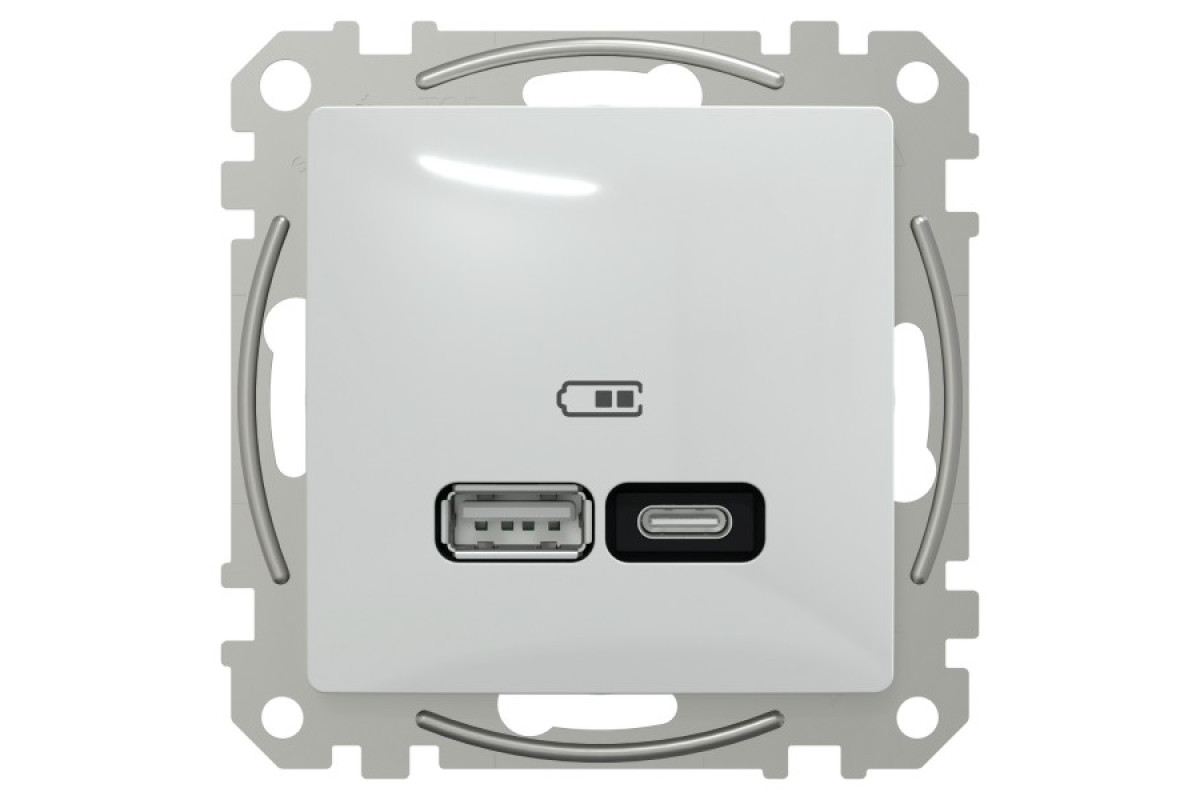 USB розетка, Sedna Design & Elements, тип A+C, 3 A, 21 Вт, білий (SDD111405)