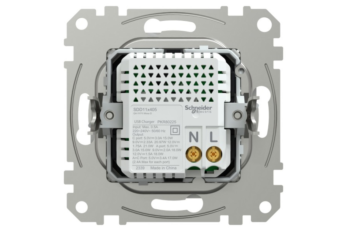 USB розетка, Sedna Design & Elements, тип A+C, 3 A, 21 Вт, білий (SDD111405)