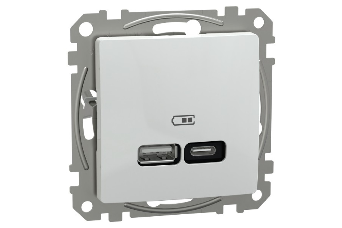 USB розетка, Sedna Design & Elements, тип A+C, 3 A, 21 Вт, білий (SDD111405)