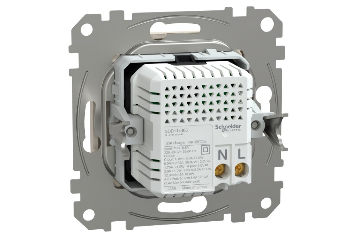 USB розетка, Sedna Design & Elements, тип A+C, 3 A, 21 Вт, бежевий (SDD112405)