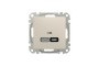 USB розетка, Sedna Design & Elements, тип A+C, 3 A, 21 Вт, бежевий (SDD112405)