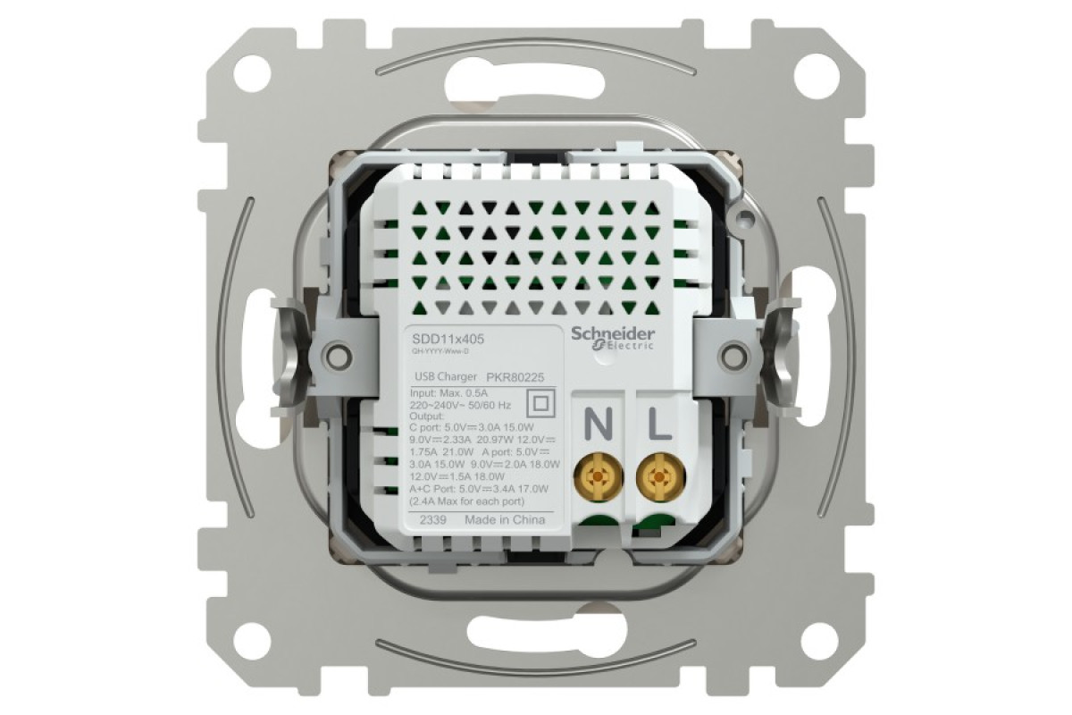 USB розетка, Sedna Design & Elements, тип A+C, 3 A, 21 Вт, бежевий (SDD112405)