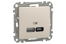 USB розетка, Sedna Design & Elements, тип A+C, 3 A, 21 Вт, бежевий (SDD112405)