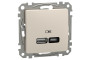 USB розетка, Sedna Design & Elements, тип A+C, 3 A, 21 Вт, бежевий (SDD112405)