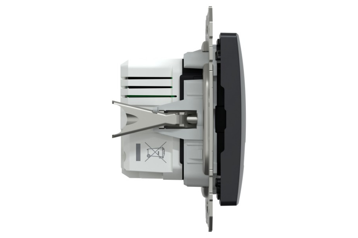 USB розетка, Sedna Design & Elements, тип A+C, 3 A, 21 Вт, чорний (SDD114405)